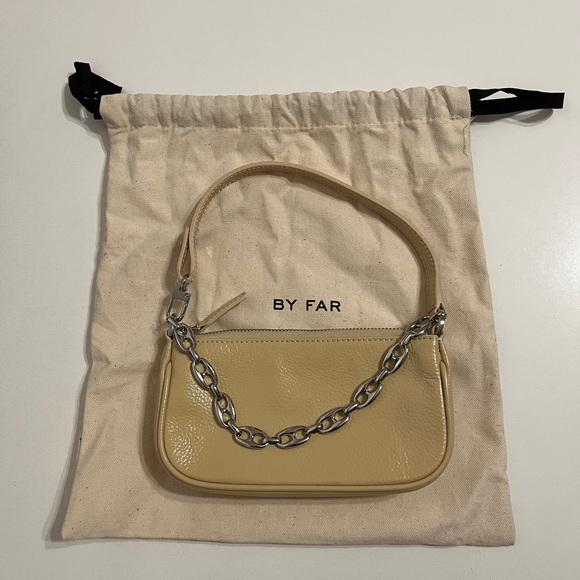 By Far Beige Grained Leather Mini Rachel Bag NWOT - Picture 2 of 3